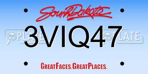 3VIQ47 South Dakota License Plate