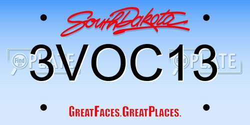 3VOC13 South Dakota License Plate