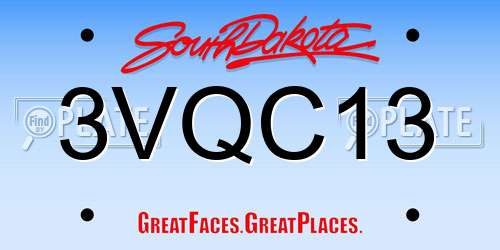 3VQC13 South Dakota License Plate