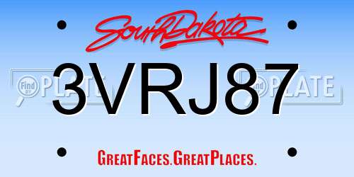3VRJ87 South Dakota License Plate