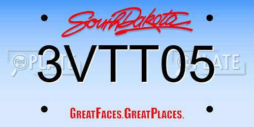 3VTT05 South Dakota License Plate