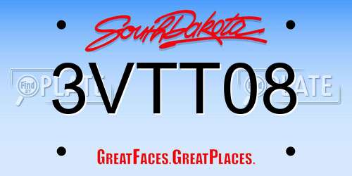 3VTT08 South Dakota License Plate