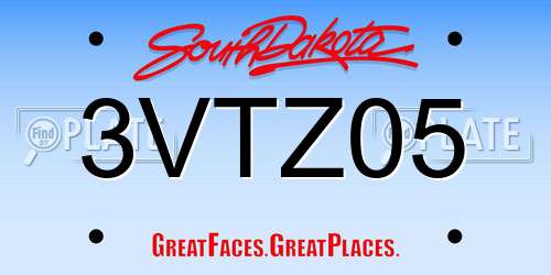 3VTZ05 South Dakota License Plate