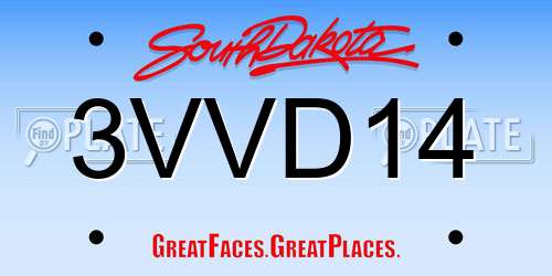 3VVD14 South Dakota License Plate