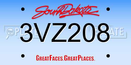 3VZ208 South Dakota License Plate