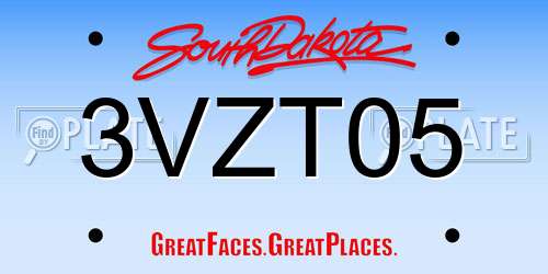 3VZT05 South Dakota License Plate