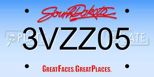 3VZZ05 South Dakota License Plate