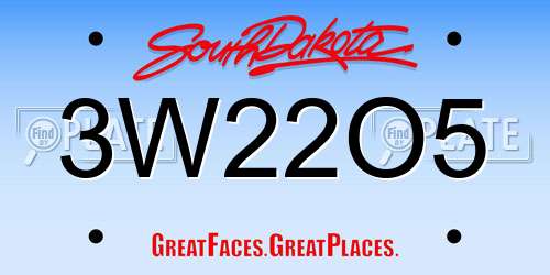 3W22O5 South Dakota License Plate
