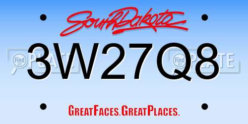 3W27Q8 South Dakota License Plate