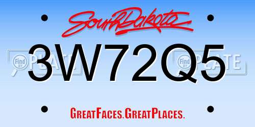 3W72Q5 South Dakota License Plate