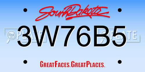 3W76B5 South Dakota License Plate