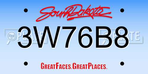 3W76B8 South Dakota License Plate