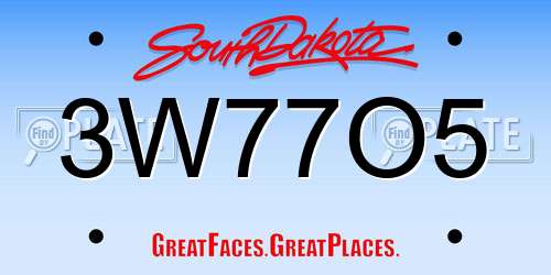 3W77O5 South Dakota License Plate