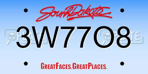 3W77O8 South Dakota License Plate