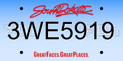 3WE5919 South Dakota License Plate