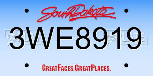 3WE8919 South Dakota License Plate