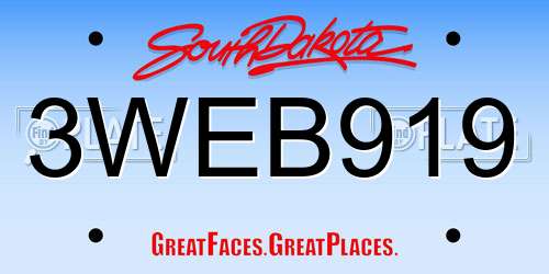 3WEB919 South Dakota License Plate