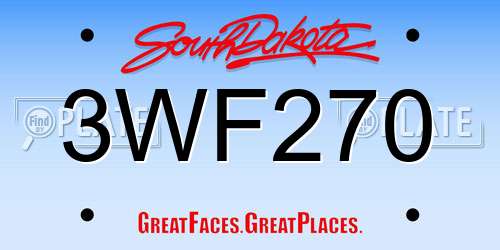 3WF270 South Dakota License Plate