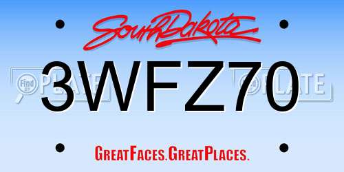 3WFZ70 South Dakota License Plate