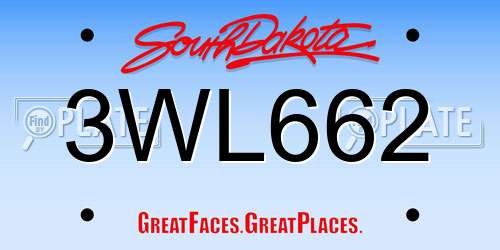 3WL662 South Dakota License Plate
