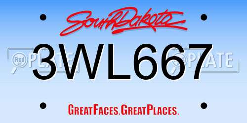 3WL667 South Dakota License Plate