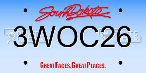 3WOC26 South Dakota License Plate