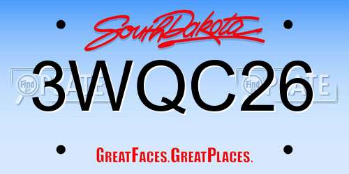 3WQC26 South Dakota License Plate