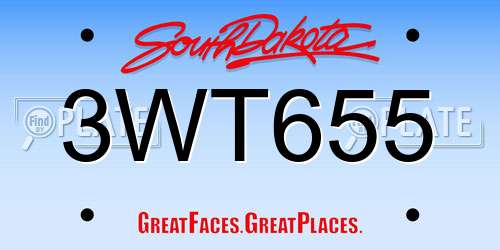 3WT655 South Dakota License Plate