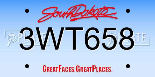 3WT658 South Dakota License Plate