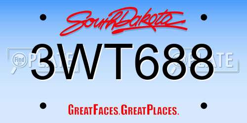 3WT688 South Dakota License Plate
