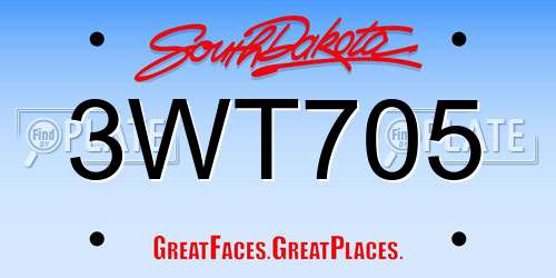 3WT705 South Dakota License Plate