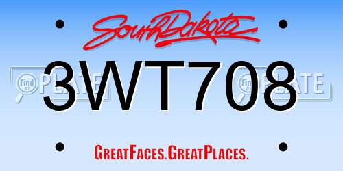 3WT708 South Dakota License Plate