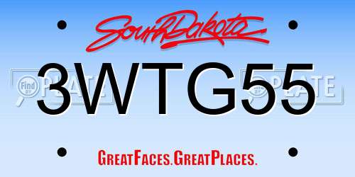 3WTG55 South Dakota License Plate