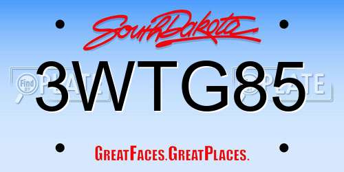 3WTG85 South Dakota License Plate