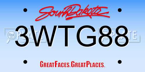 3WTG88 South Dakota License Plate