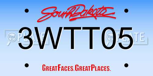 3WTT05 South Dakota License Plate