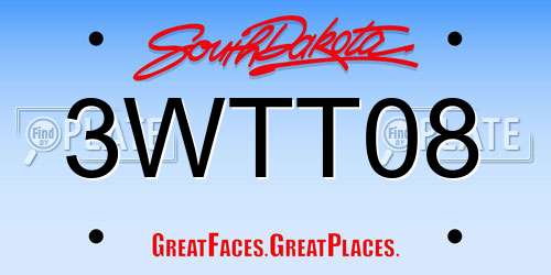 3WTT08 South Dakota License Plate