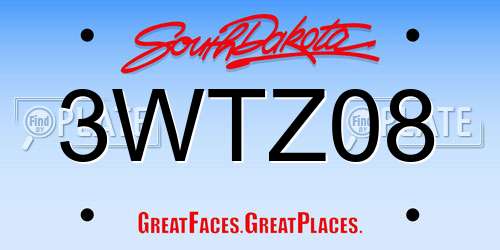 3WTZ08 South Dakota License Plate