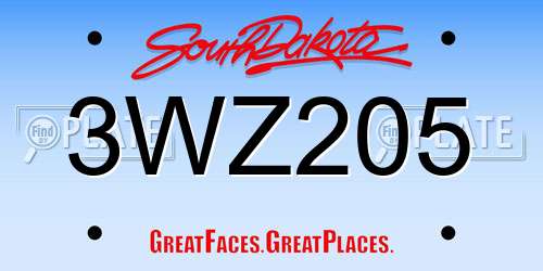 3WZ205 South Dakota License Plate