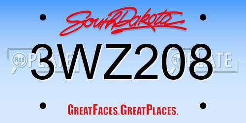 3WZ208 South Dakota License Plate
