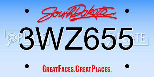 3WZ655 South Dakota License Plate
