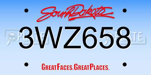 3WZ658 South Dakota License Plate