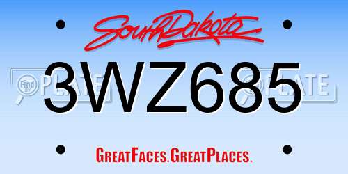 3WZ685 South Dakota License Plate