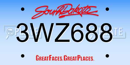 3WZ688 South Dakota License Plate