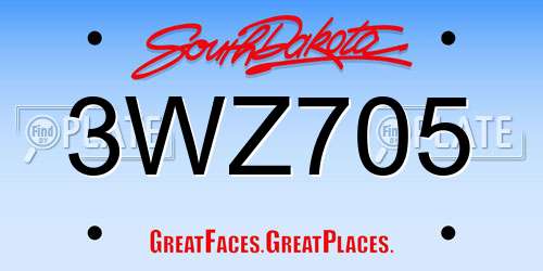 3WZ705 South Dakota License Plate