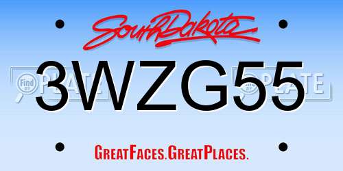 3WZG55 South Dakota License Plate