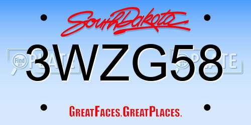 3WZG58 South Dakota License Plate