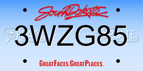 3WZG85 South Dakota License Plate