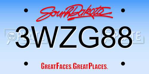 3WZG88 South Dakota License Plate