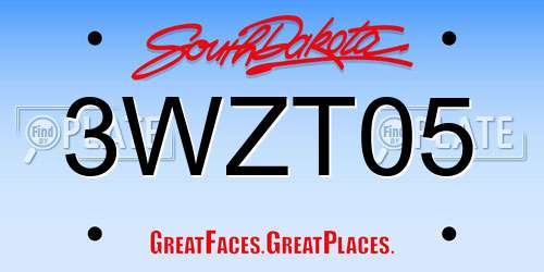3WZT05 South Dakota License Plate